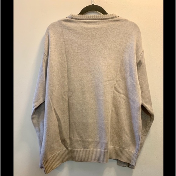 Ted Lapidus Paris Men’s Sweater XL Argyle Print Beige Grey Cotton Crew Neck - Picture 2 of 16